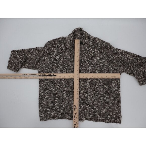 Eileen Fisher Linen Cotton Brown & White Knit Open Front Cardigan Petite Small - Picture 11 of 13